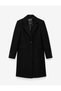 Wide Collar Long Sleeve Buttoned Pocketed Cashmere Coat