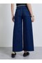 Dark Blue Wide Leg Jeans with Button Detail - 4