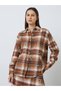 Brown Plaid Cotton Shirt with Embroidery - 3