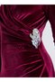 Burgundy Velvet-Look Wrap Maxi Dress with Embellishment - 4