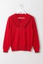 Red V-Neck Long-Sleeved Casual Knitwear Sweater with Decorative Buttons on the Front and Non-Opening Seams 64 66 - 3