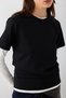 Crew Neck Short Sleeve Interlock Knitted Cotton Tshirt - Black - 3