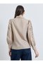 Beige Floral Embroidered Regular Fit Shirt - 5