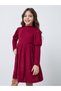 Girls Burgundy High Neck Knitted Dress and Plush Vest Set - 2