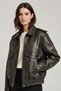 Mina Brown Antique Genuine Leather Bomber Women's Coat