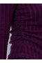 Purple Ribbed Mock Neck Ruched T-Shirt - 4