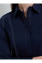 Navy Blue Cotton Regular Fit Shirt with Stitch Detail - 4