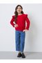 Girls Red Ruffle Long Sleeve Top and Embroidered Jeans Set