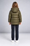 Girl's Khaki Fleece and Fur Hooded Windproof Inflatable Winter Coat - 5