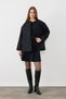 Round Neck Jacquard Kaftan - Navy Blue - 3
