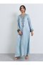 Blue Thread Embroidery V Neck Jalabiya - 3