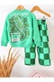 Boys' Crocodile Printed Sweatshirt and Checkerboard Patterned Trousers Bottom-Top Set - 4