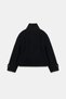 Women's Black Double-Breasted Jacket Short Women's Coat – Stand-Up Collar, Buttoned and Modern Design Zr Model - 2
