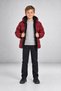 Boy's Burgundy Fleece Hooded Windproof Inflatable Winter Coat - 2