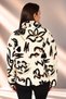 Women's Zippered High Collar Mixed Pattern Fleece Sweatshirt with Kangaroo Pocket - 4