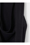 Black Scarf Collar Shiny Textured Blouse - 2