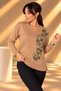 Women's V-Neck Floral-Leaf Patterned Long-Sleeved Blouse - 3