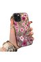 iPhone 15 Pro Compatible Burgundy Pink Floral Pattern Phone Case Shockproof