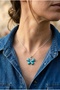 Butterfly Figured Natural Stone Steel Chain Necklace - 5