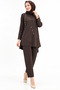 Chain Detailed Vertical Striped Tunic Trouser Set