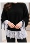 Asez Boutique Women's Half Turtleneck Lace Detailed Lace-Up Sleeve Knitwear Sweater - 2