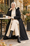Women's Hooded Zippered Pocket Bondit Black Coat - 6