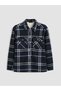 Navy Blue Regular Fit Plaid Men's Shirt Jacket - 5