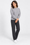 Women's Gray Crew Neck Sweatshirt Regular Winter 3 Thread Soft Puff Fabric - 4