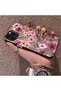 iPhone 14 Pro Compatible Burgundy Pink Floral Pattern Phone Case Shockproof - 2