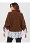 Asez Boutique Women's Half Turtleneck Lace Detailed Lace-Up Sleeve Knitwear Sweater - 6