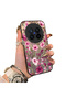 Vivo X300 Pro Compatible Burgundy Pink Floral Pattern Phone Case Shockproof