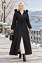 Women's Hooded Zippered Pocket Bondit Black Coat - 3