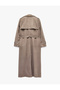 Oversized Double-Breasted Trench Coat with Belted Pockets and Suede Look - 2
