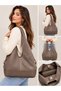 Women's Suede-Look Large Shoulder Bag – Large Internal Volume, Zippered, Stylish Everyday Hobo Bag