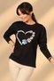 Women's Colorful Paw Print Heart Pattern Long Sleeve Blouse