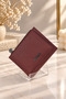 Women's Burgundy Multi-Compartment Snap Fastener Zippered Leather Look Small Wallet Card Holder - 3