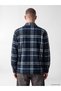 Navy Blue Regular Fit Plaid Men's Shirt Jacket - 4