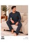 Men's Navy Blue Long Sleeve Pajama Set Coton 2021 - 3