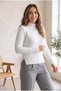 Women's White Plush Feather Beard Detailed Half Fisherman Slit Sweater - 3