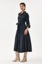 Anthracite Italian 100% Cotton Velvet Waist Tie Long Velvet Shirt Dress Size 38 - 42 - 3