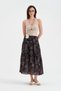 Women's Ethnic Patterned Long Skirt with Elastic Waist and Lined Design - 4