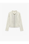 Ribbed Slim Fit Napoleon Closure Mandarin Collar Zippered Sweatshirt