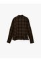 Slim Fit Classic Collar Long Sleeve Plaid Peplum Shirt - 2