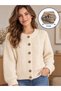 Beige and Brown Rectangular Patterned Asymmetric Button 2 cm Button 1 Pack 6 Pieces - 2