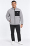 Men's Oversize Welsoft Fabric Fleece Zippered Gray Jacket with Pockets