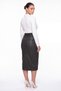 Women's Black Winter High-Waisted Belted Faux Leather Skirt with Front Slit and Stone Detail - 4