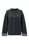 Wool Cardigan with Plaid Sleeves - 3