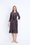 Women's Cotton Velvet Zipper Pocket Lace Long Sleeve Dress / Purple-Brown 3992 - 3