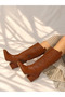 Limona Wicker Patterned Taba Patent Leather 6 cm Heel Women's Boots - 6