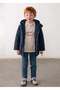 Boy's Hooded Winter Coat with Pockets - Parka 4471 Navy Blue
